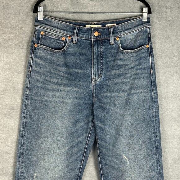 Madewell Jeans Womens 28 Blue Rail Straight Kaihara Denim Cuff Stretch Pockets - Picture 2 of 14
